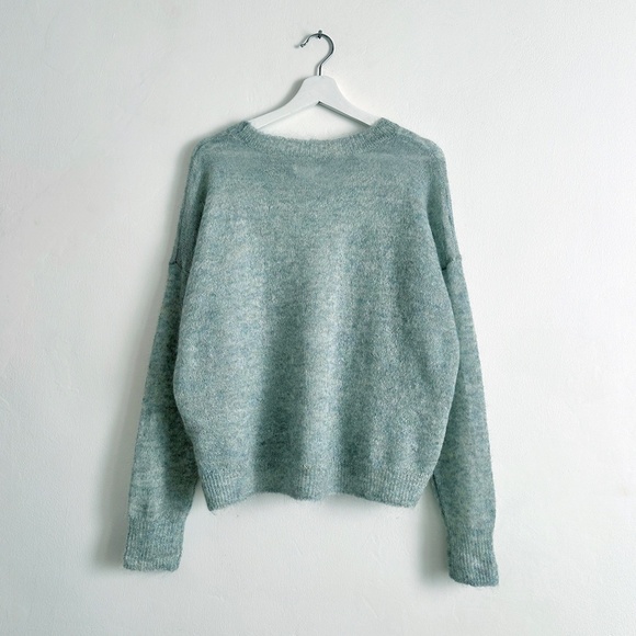 Isabel Marant Étoile Clifton fuzzy mohair loose boxy sweater celadon lagarconne - Picture 6 of 8